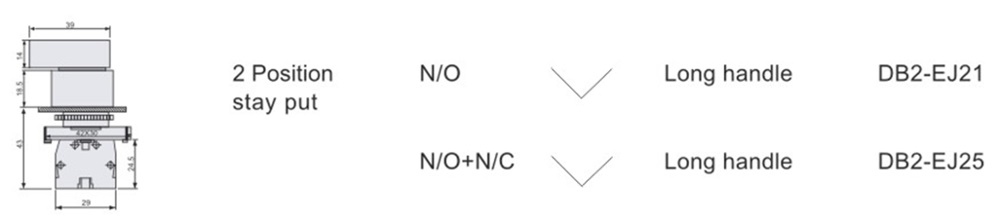 DB2-EJ21 Long handle Selector Push Button Switch
