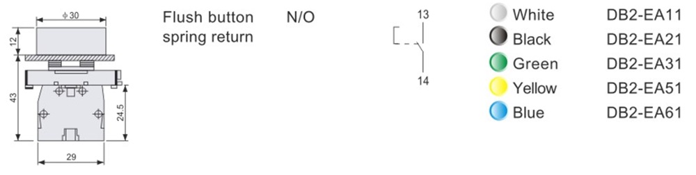 XB-EA31 spring return Push Button Switch